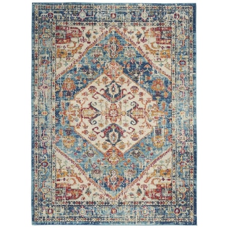 Palacedesigns 5 x 7 ft. Ivory & Light Blue Distressed Area Rug PA3661237